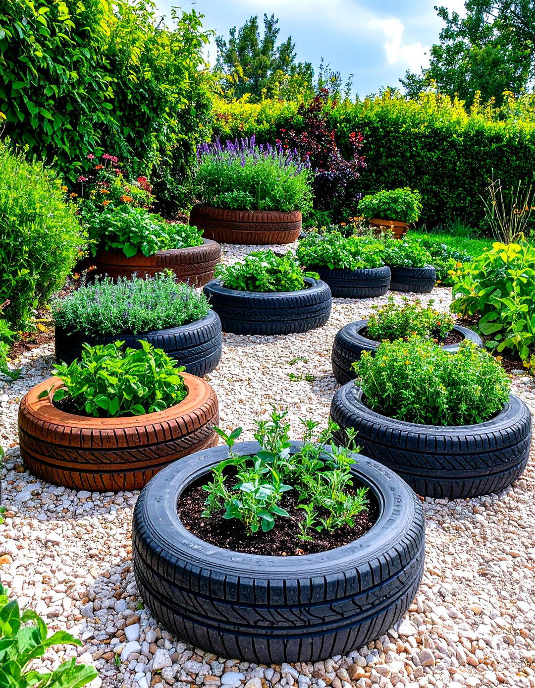Recycled Tyre Moonlight Garden Retreat - 20 Recycled Tyre Garden Art Ideas