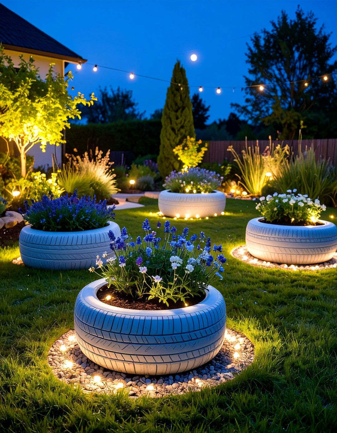 Recycled Tyre Urban Rooftop Garden - 20 Recycled Tyre Garden Art Ideas