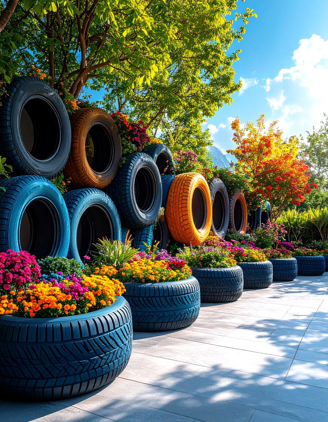 Recycled Tyre Vintage Playground Paradise - 20 Recycled Tyre Garden Art Ideas