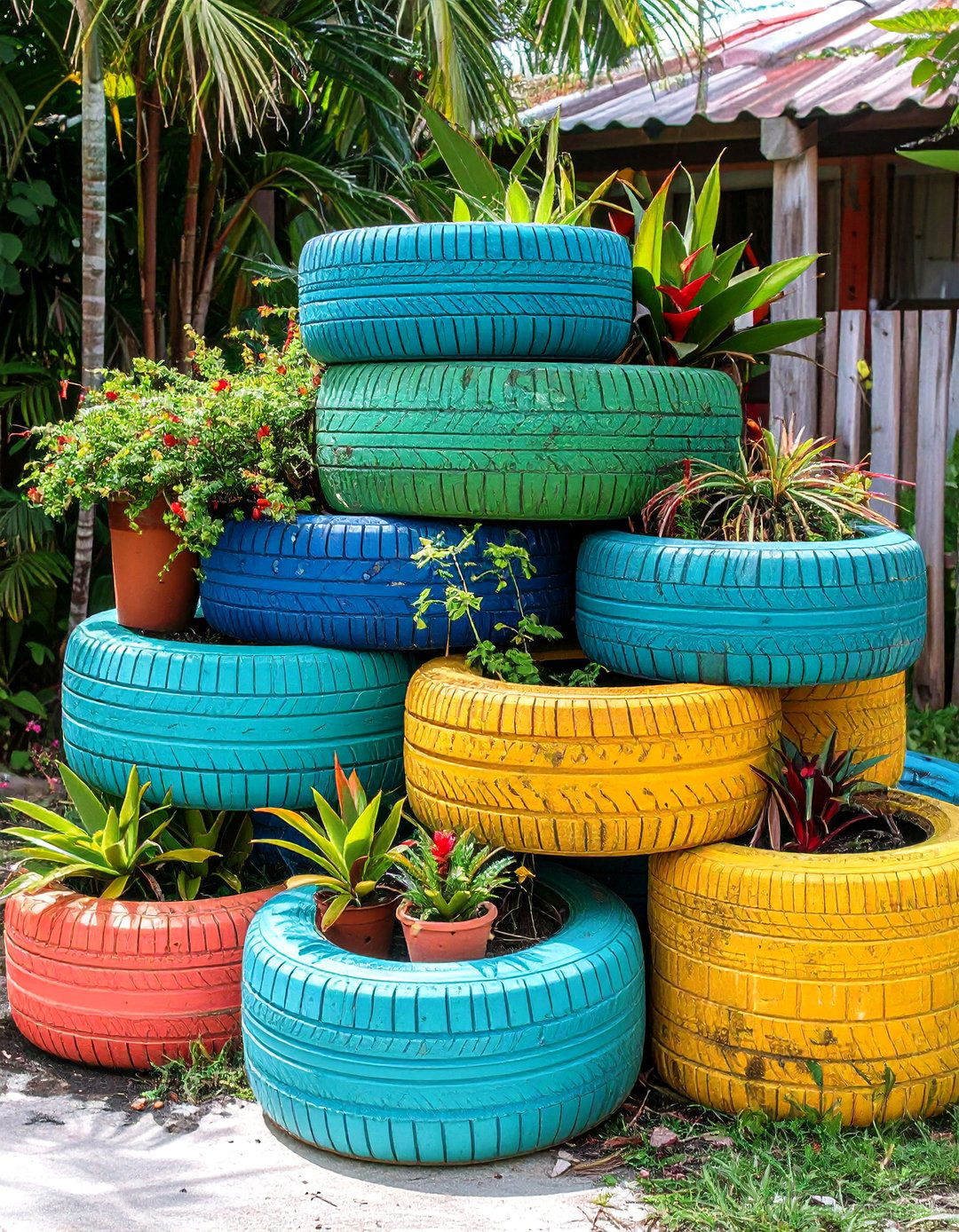 Recycled Tyre Vintage Tea Party Setting - 20 Recycled Tyre Garden Art Ideas