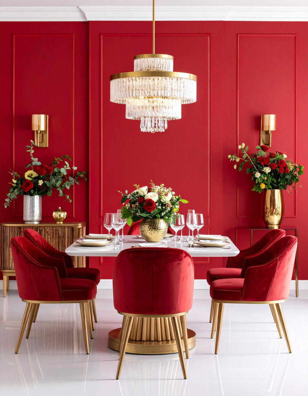 Red Art Deco Dining Room - 20 Red Dining Room Ideas