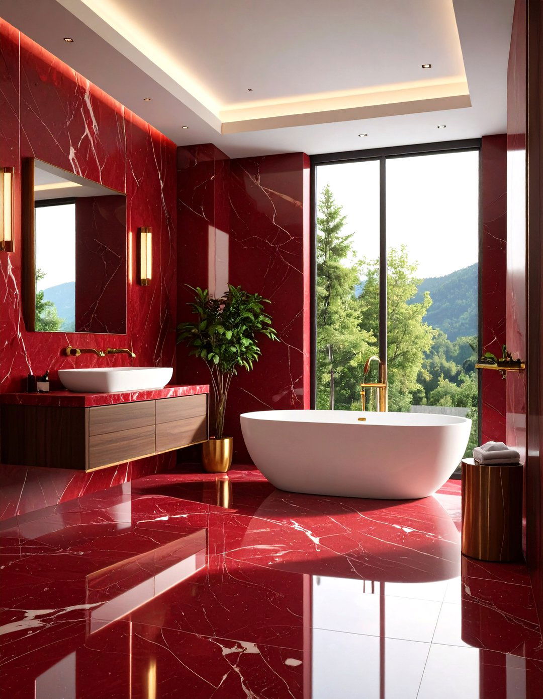 Red Bathroom Luxurious Deep Red Marble Sanctuary - 20 Red Bathroom Ideas
