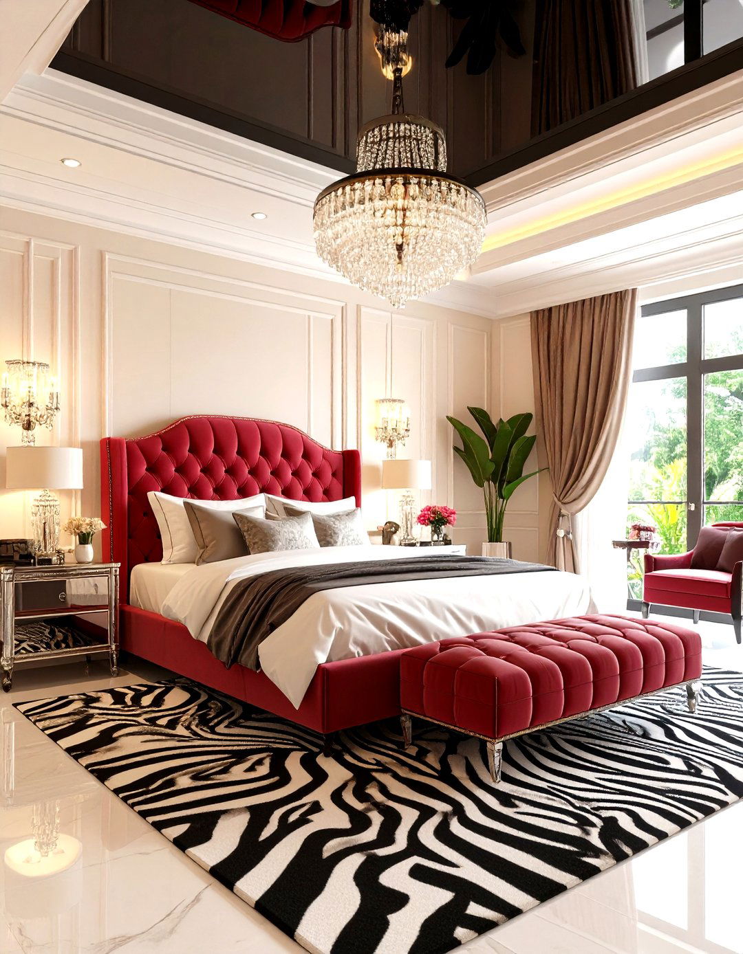 Red Black and White Hollywood Regency Glam - 20 red black and white bedroom ideas