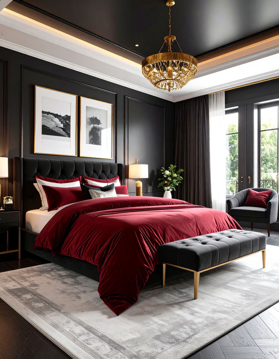 Red Black and White Moody Monochrome - 20 red black and white bedroom ideas