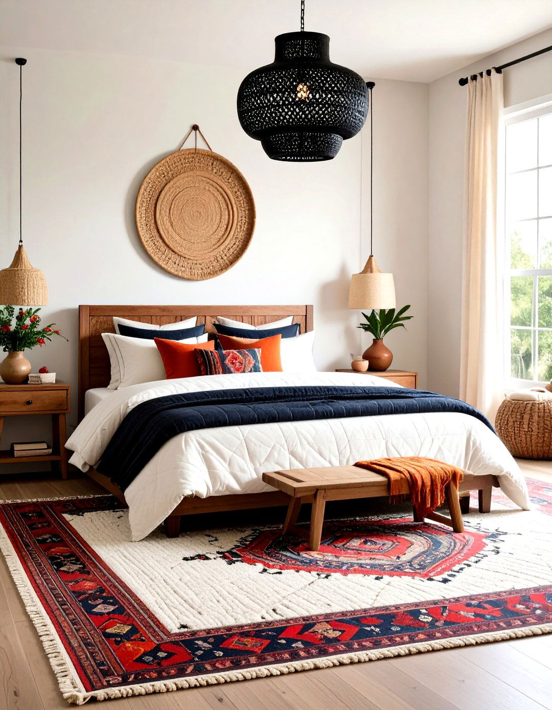 Red Black and White Pattern Mix Eclectic - 20 red black and white bedroom ideas