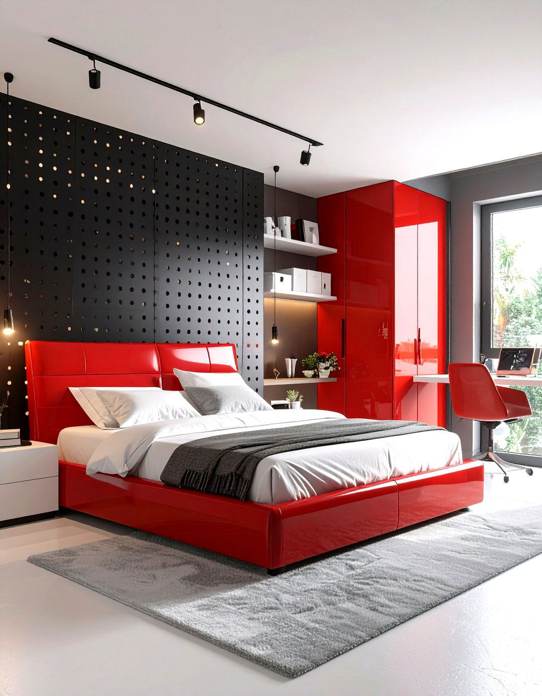 Red Black and White Studio Transformer - 20 red black and white bedroom ideas