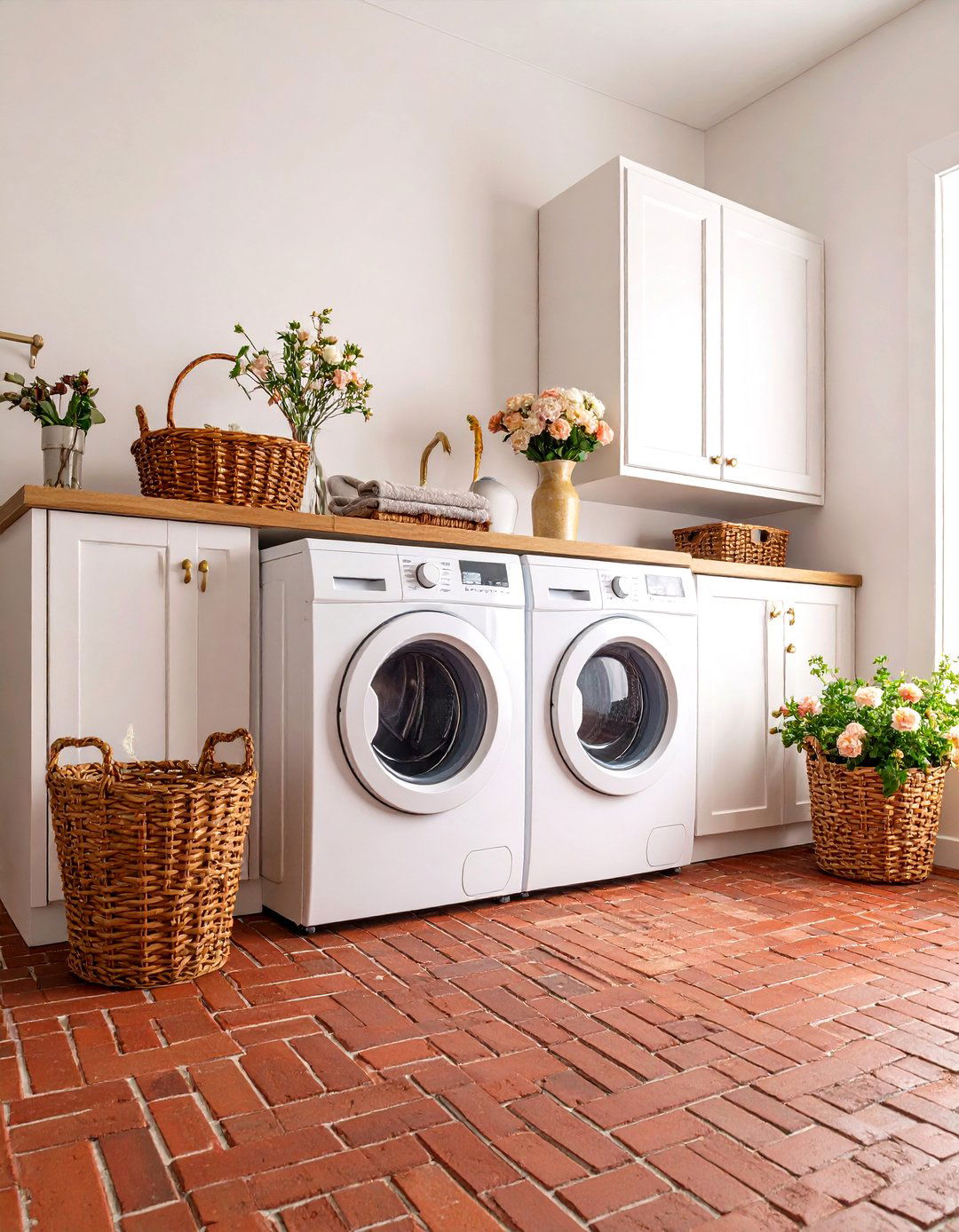 Red Brick Floor Laundry Room Traditional Style - 20 Brick Floor Laundry Room Ideas