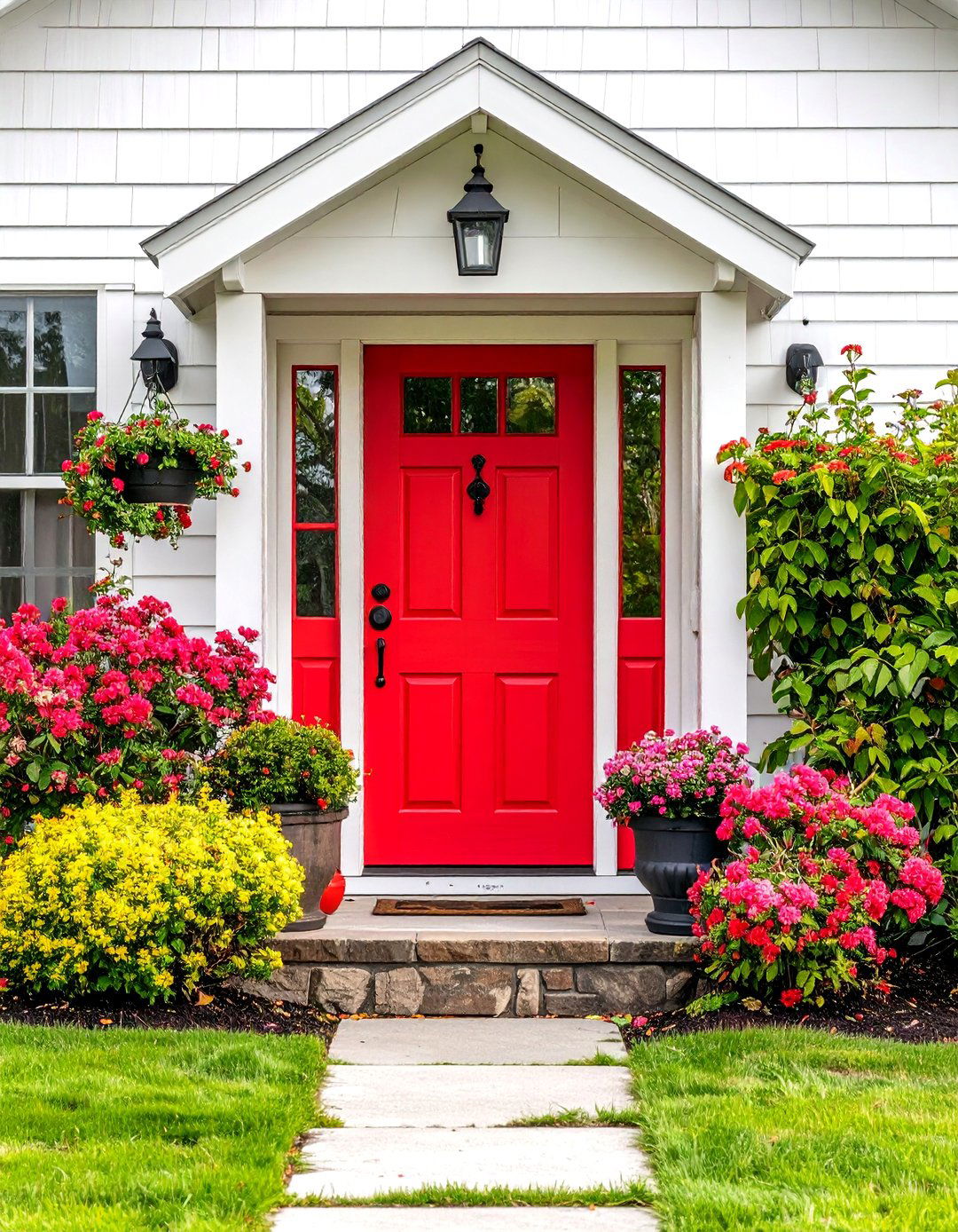 Red Farmhouse Front Door Statement - 20 Farmhouse Front Door Ideas