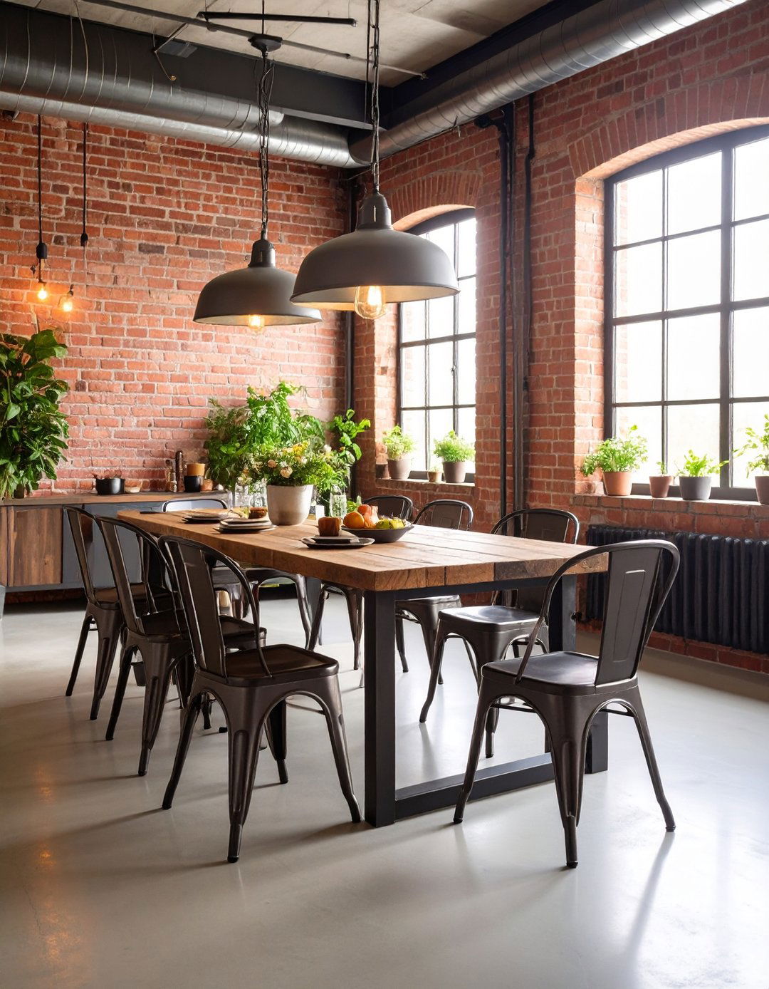 Red Industrial Loft Dining Room - 20 Red Dining Room Ideas