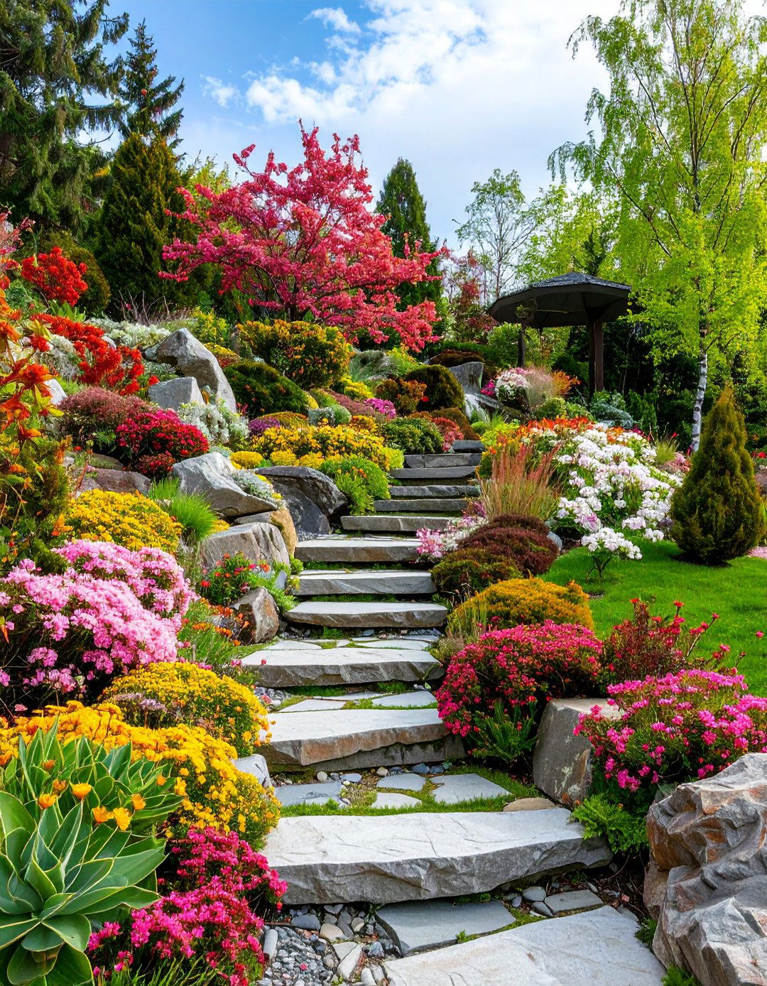 Red Lava Rock Alpine Rock Garden Theme - 20 Red Lava Rock Landscaping Ideas