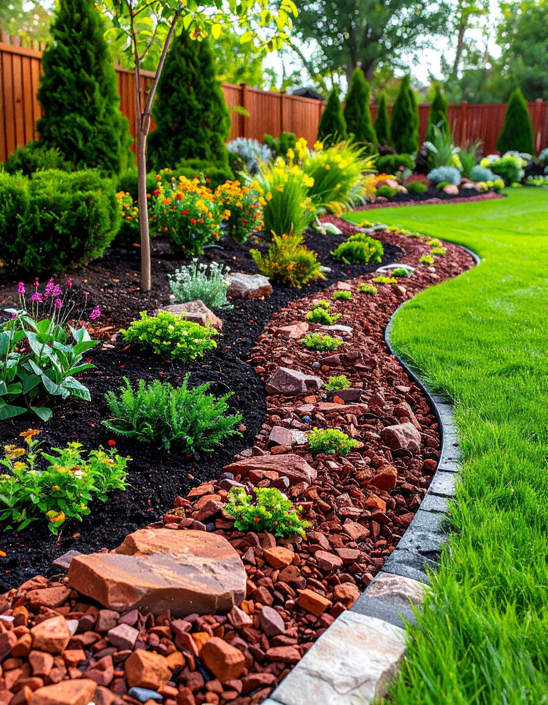 Red Lava Rock Border and Edging System - 20 Red Lava Rock Landscaping Ideas