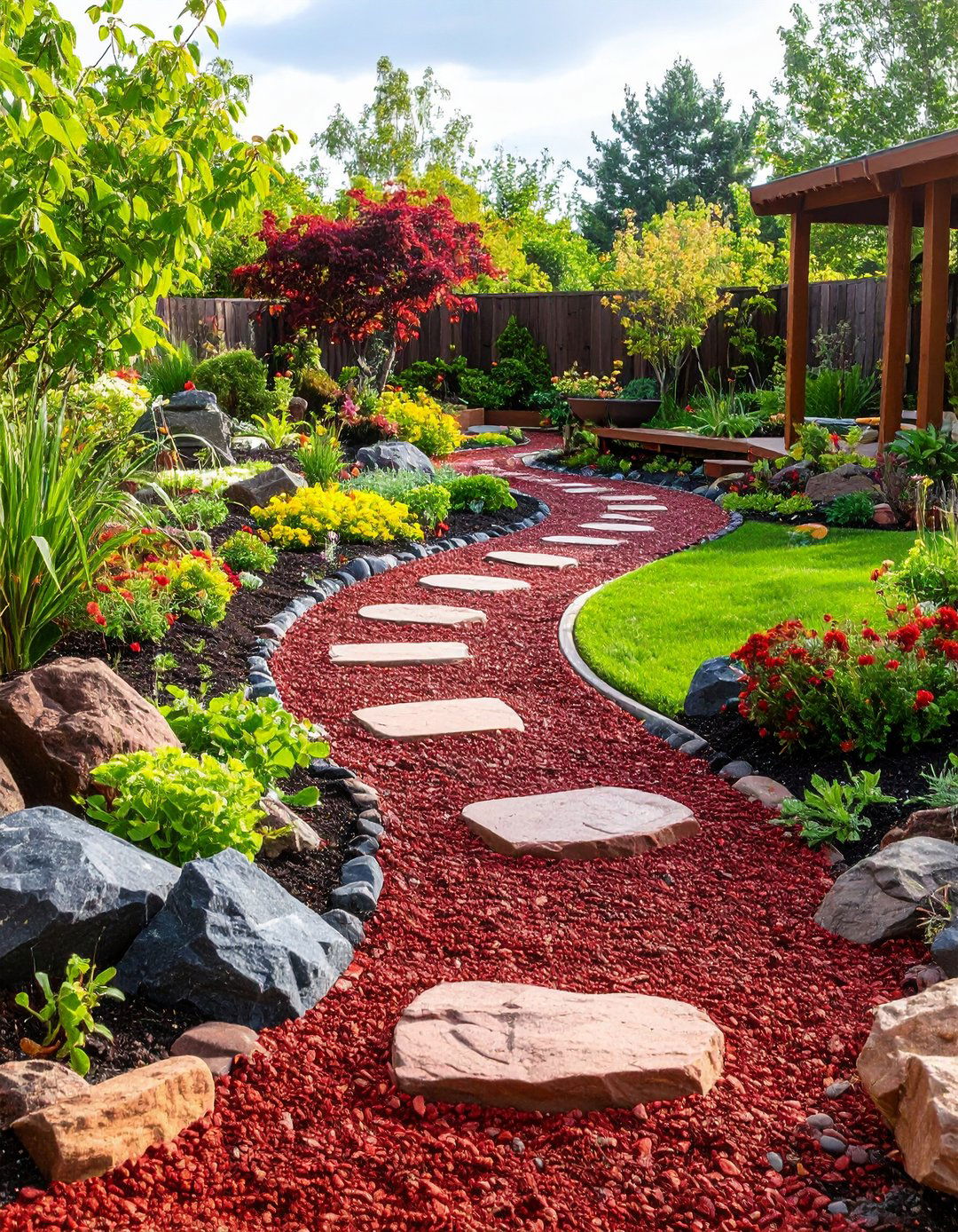 Red Lava Rock Childrens Garden Adventure Space - 20 Red Lava Rock Landscaping Ideas