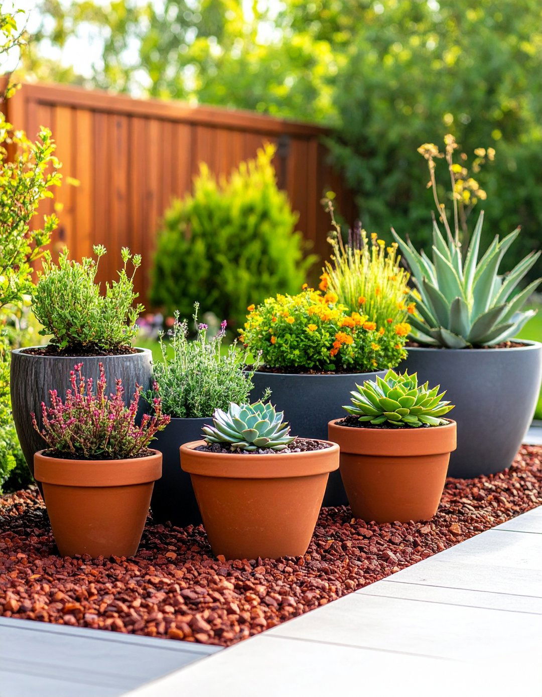 Red Lava Rock Container Garden Collection - 20 Red Lava Rock Landscaping Ideas