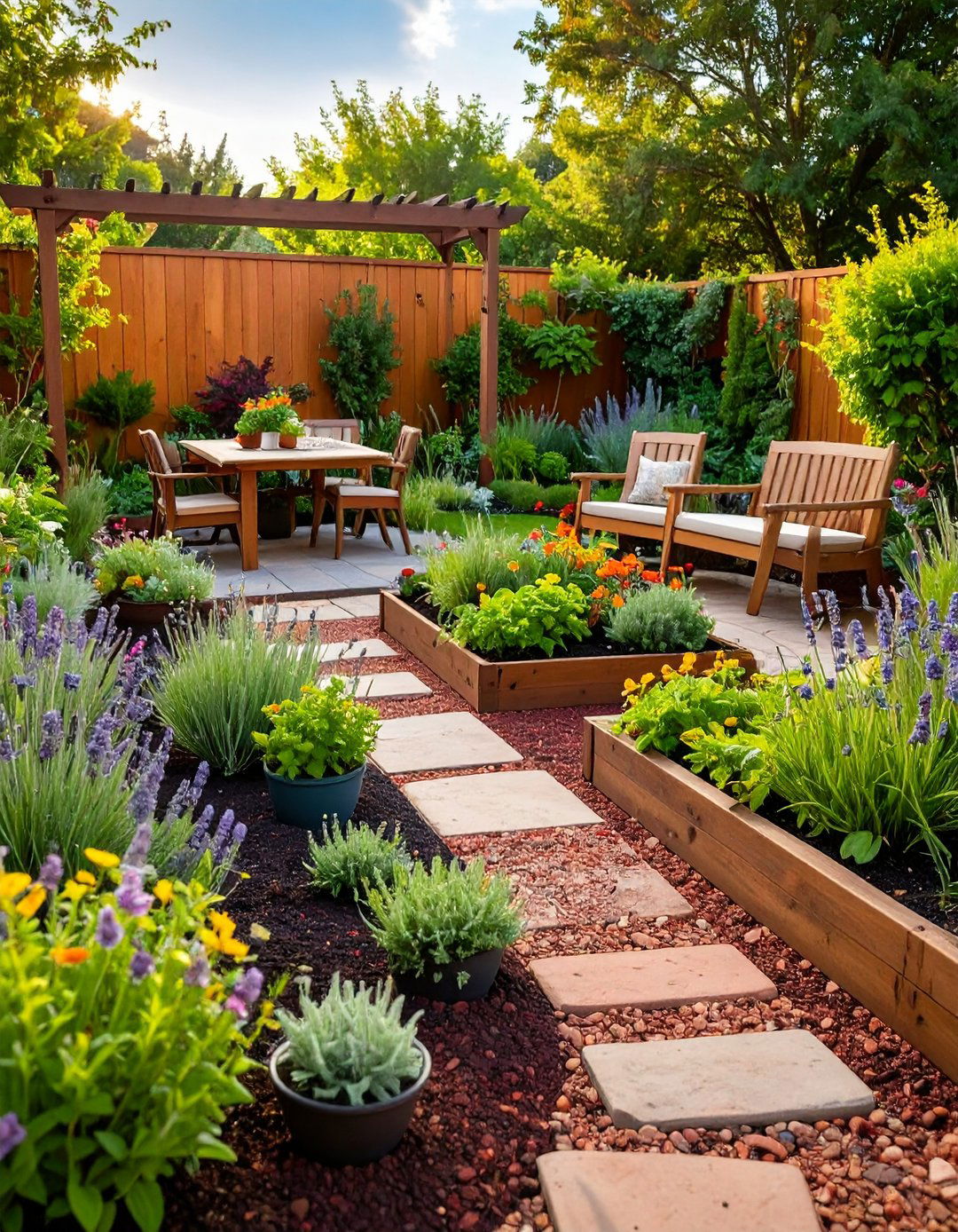 Red Lava Rock Herb Garden Culinary Landscape - 20 Red Lava Rock Landscaping Ideas