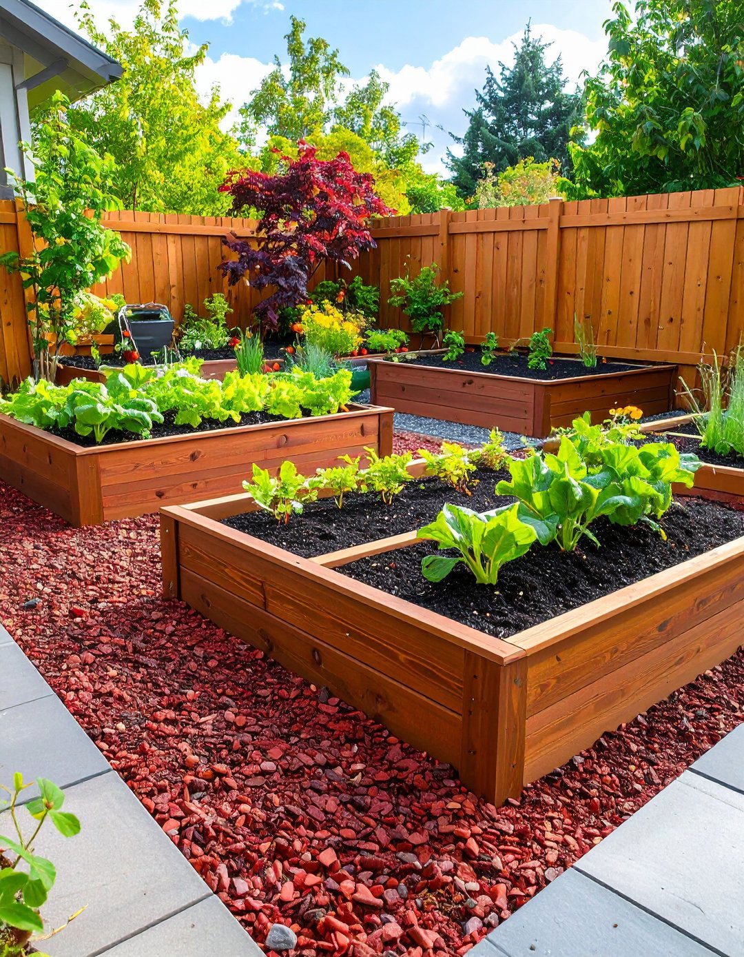 Red Lava Rock Raised Bed Enhancement - 20 Red Lava Rock Landscaping Ideas