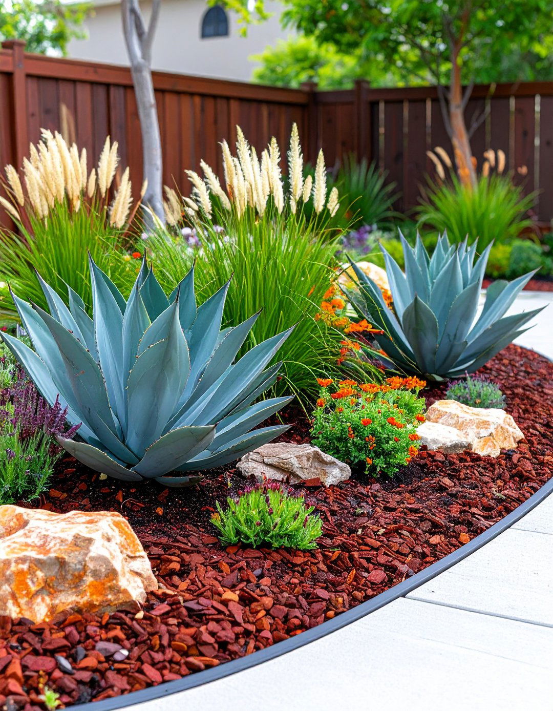 Red Lava Rock Xeriscaping Garden Design - 20 Red Lava Rock Landscaping Ideas