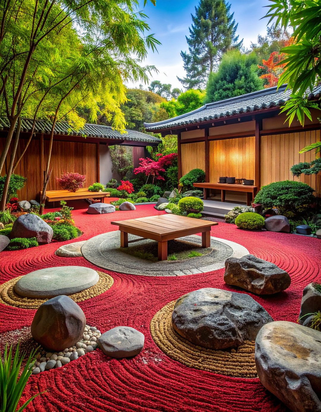 Red Lava Rock Zen Garden Meditation Space - 20 Red Lava Rock Landscaping Ideas