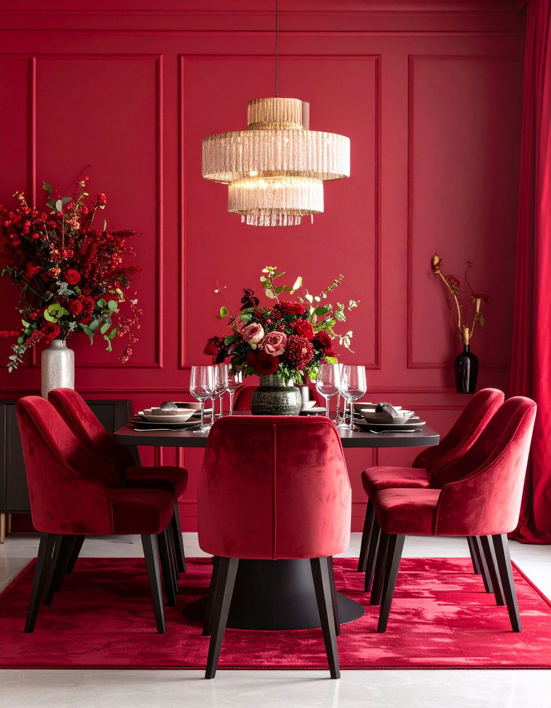 Red Monochromatic Dining Room - 20 Red Dining Room Ideas