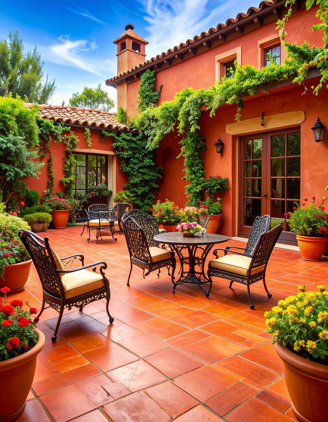 Red Paver Mediterranean Terracotta Patio - 20 Red Paver Patio Ideas
