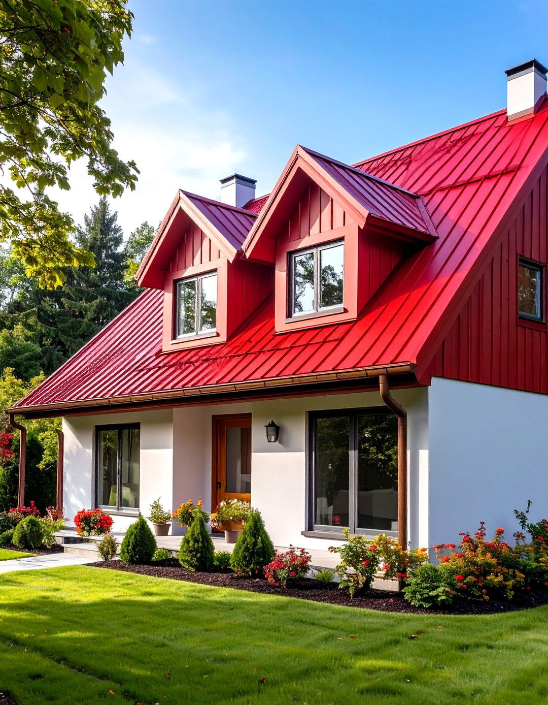 Red Pergola and Porch Columns - 20 red home exterior ideas