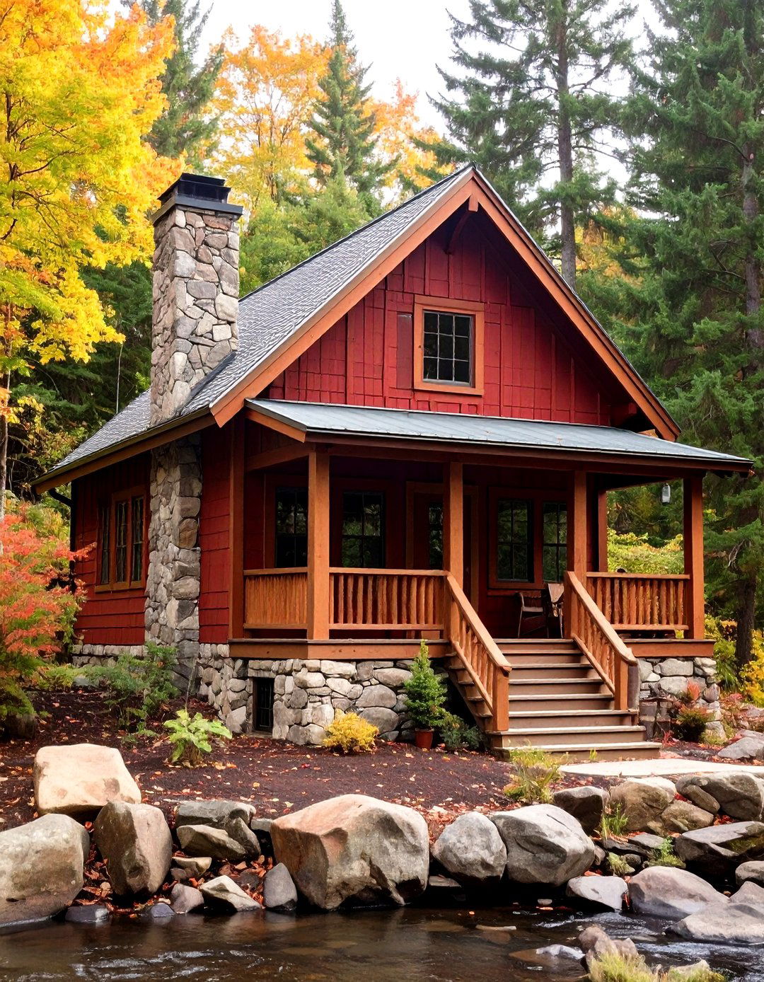 Red Planters and Hardscape Elements - 20 red home exterior ideas