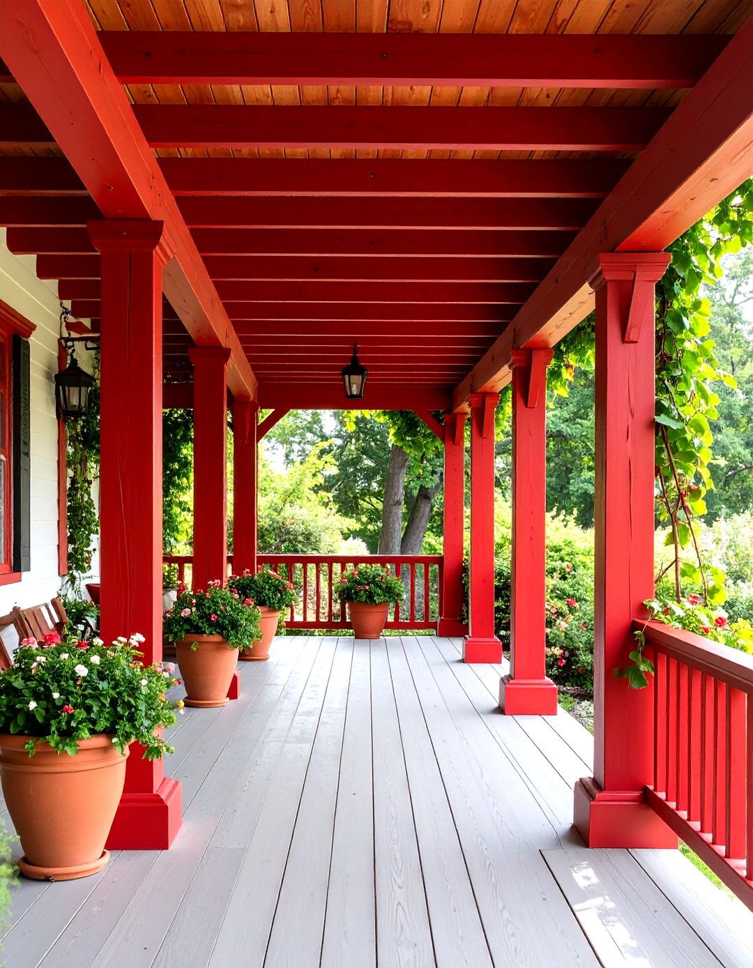 Red Vertical Siding with Mixed Materials - 20 red home exterior ideas