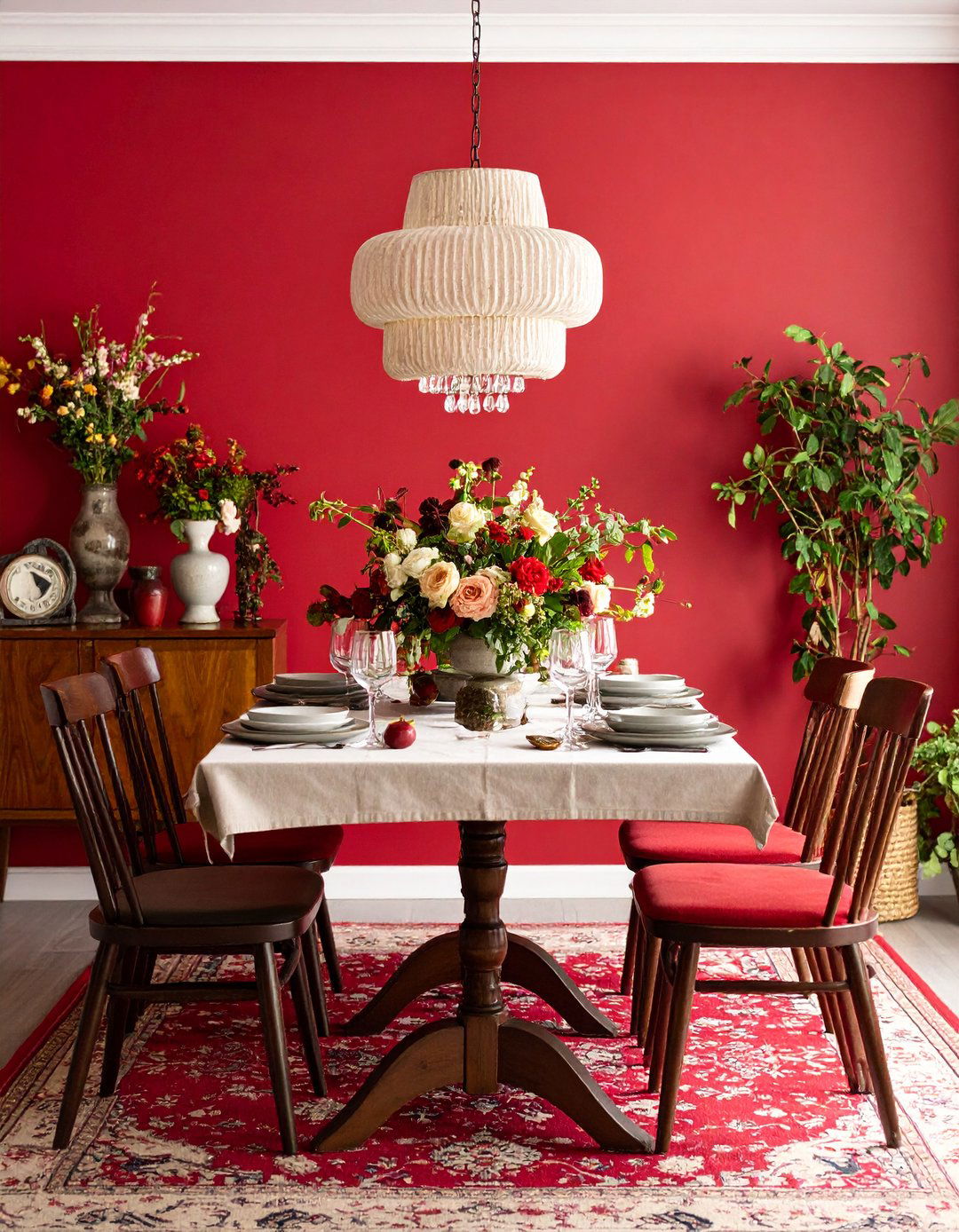 Red Vintage Eclectic Dining Room - 20 Red Dining Room Ideas