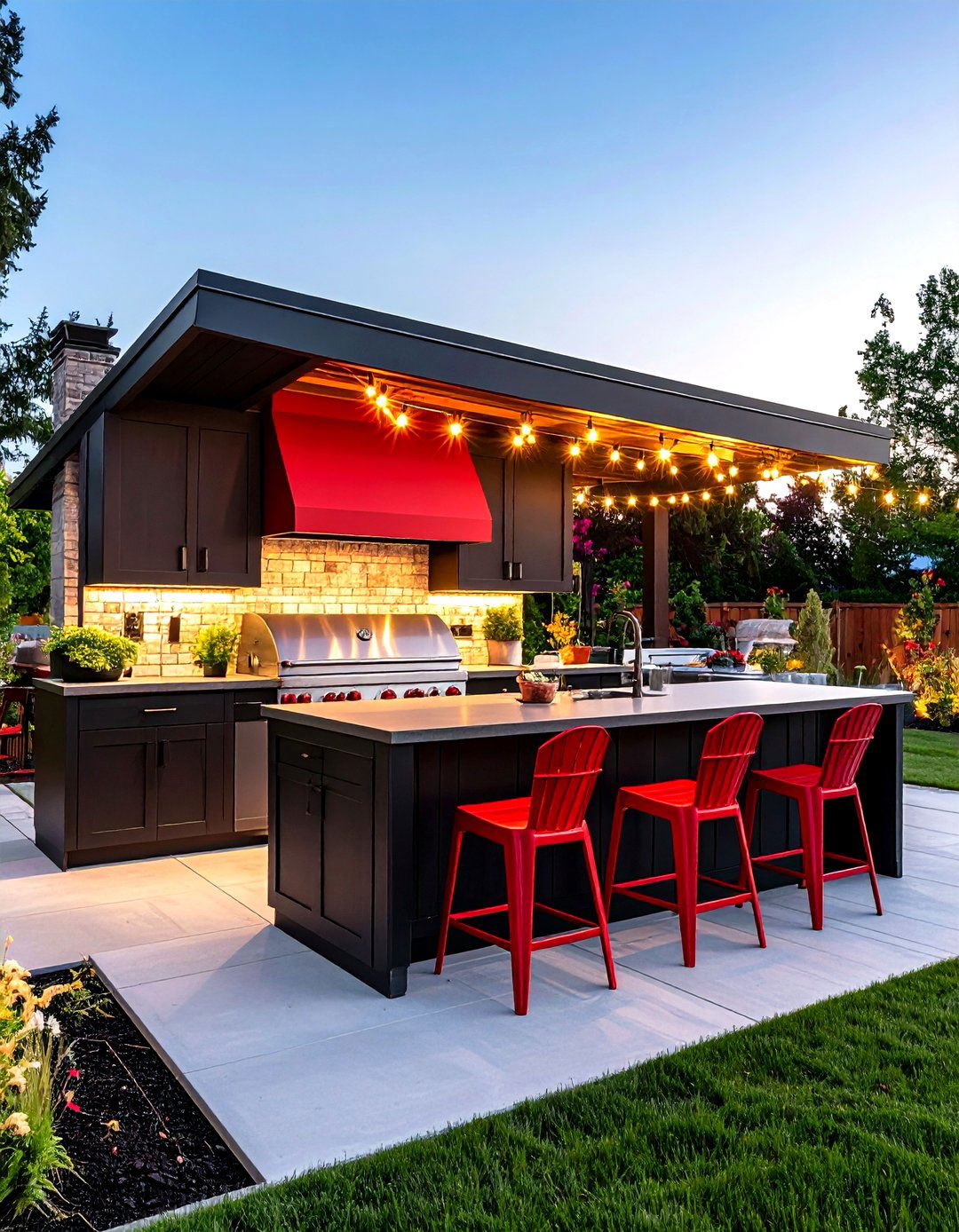 Red and Black Outdoor Kitchen Extension - 20 red and black kitchen ideas
