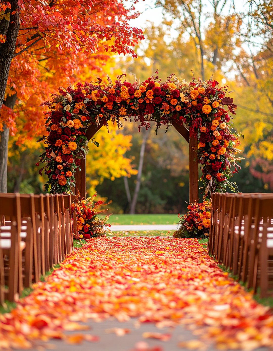 Red and Burnt Orange Autumn Wedding Theme - 20 Red Wedding Theme Ideas