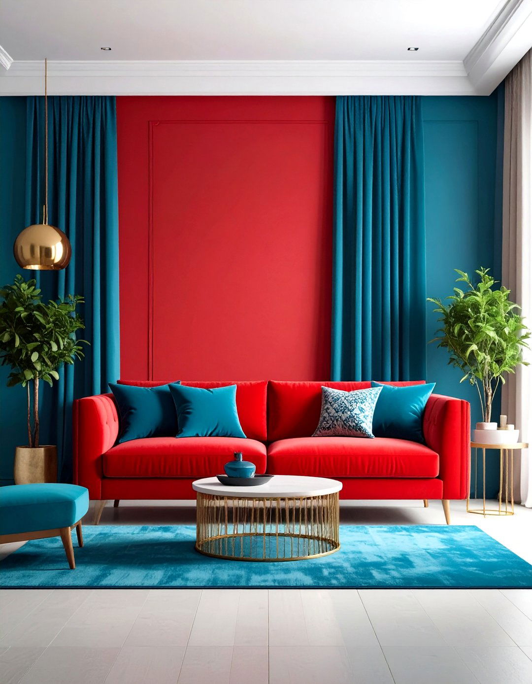 Red and Cyan - 20 Two Colour Combination for Living Room