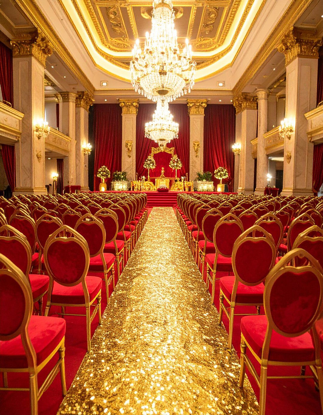 Red and Gold Glamorous Wedding Theme - 20 Red Wedding Theme Ideas