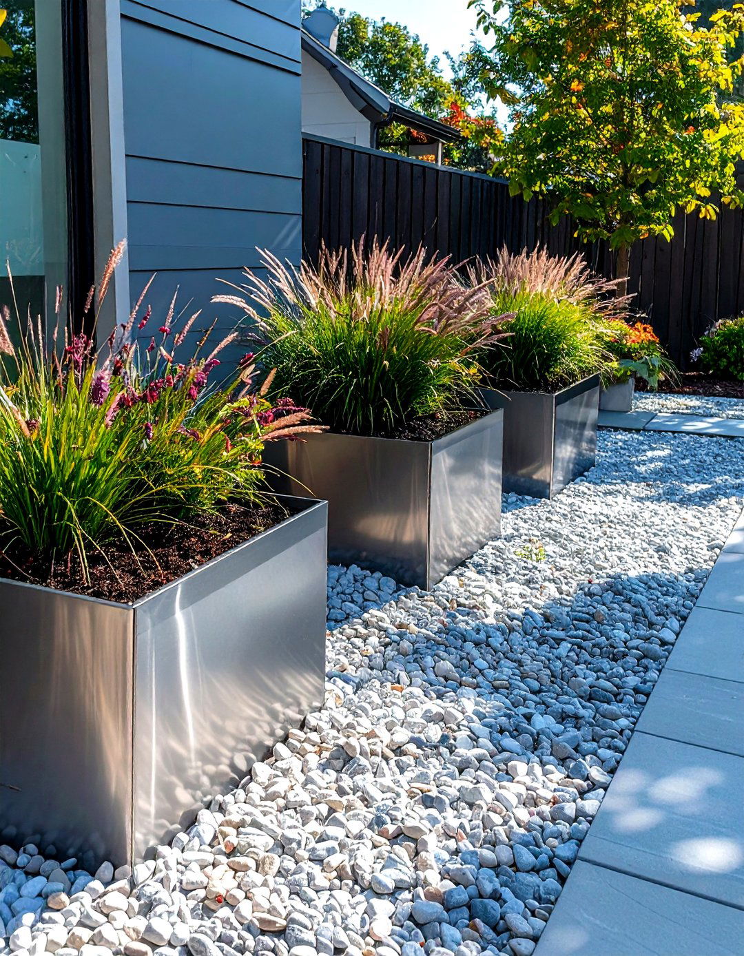 Reflective Hardscapes Brighten a Shaded Small Garden - 20 Modern Small Garden Ideas