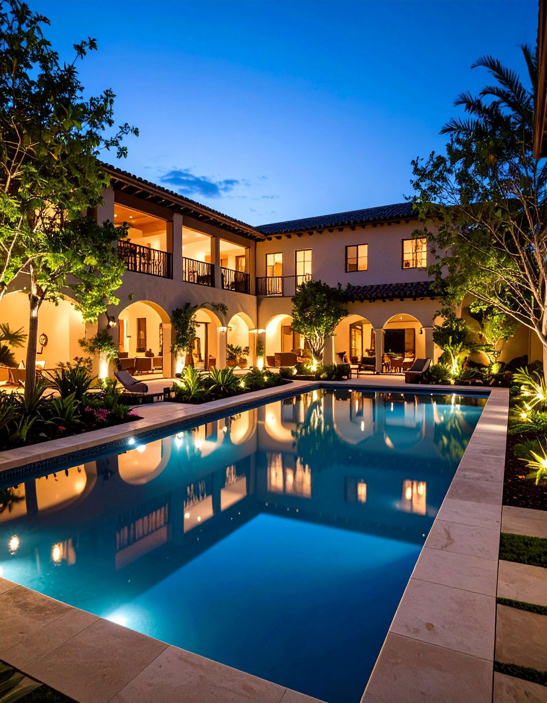 Reflective Pool Courtyard Center - 20 Courtyard Ideas
