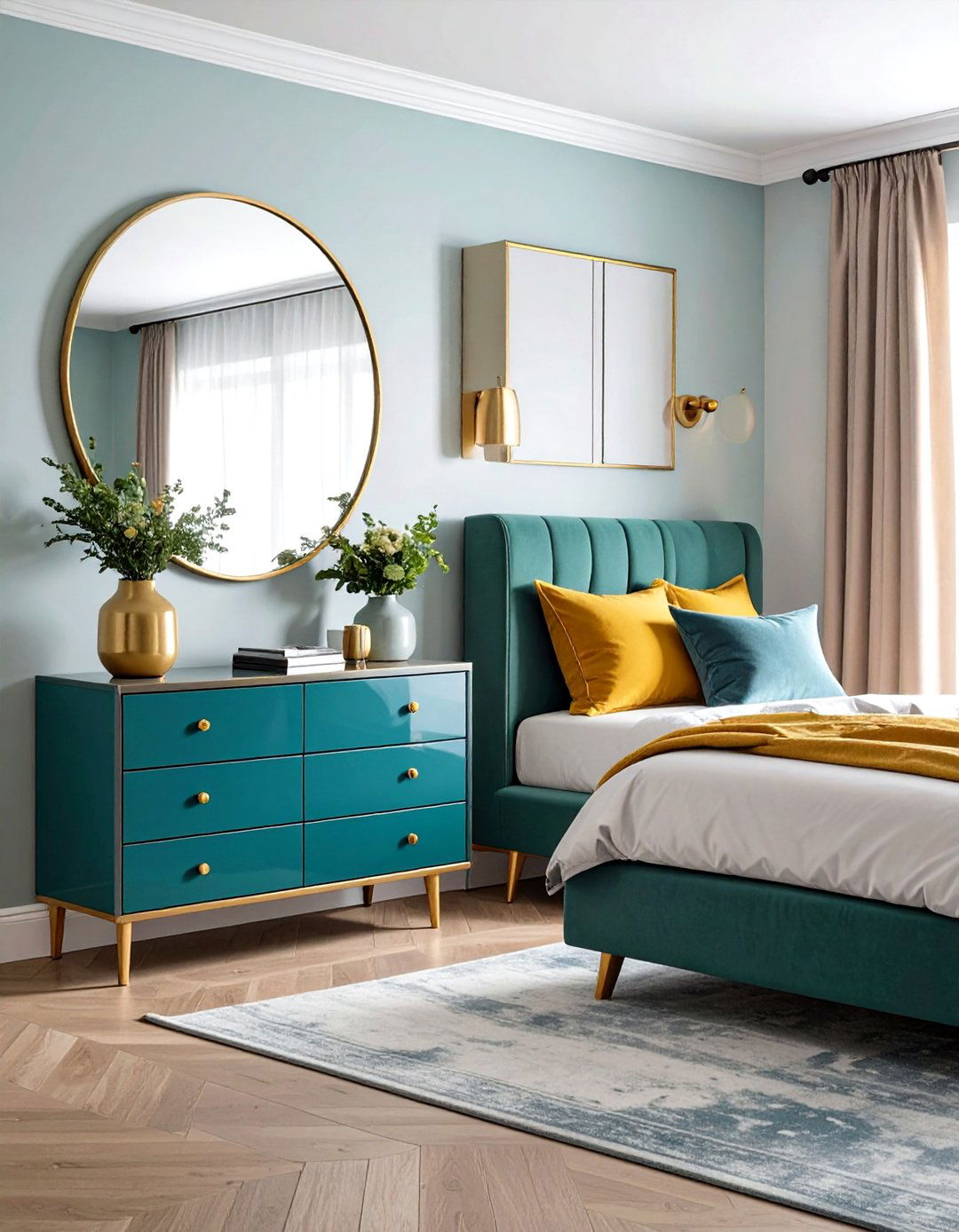 Reflective and Glossy Finishes - 20 Small Bedroom Ideas