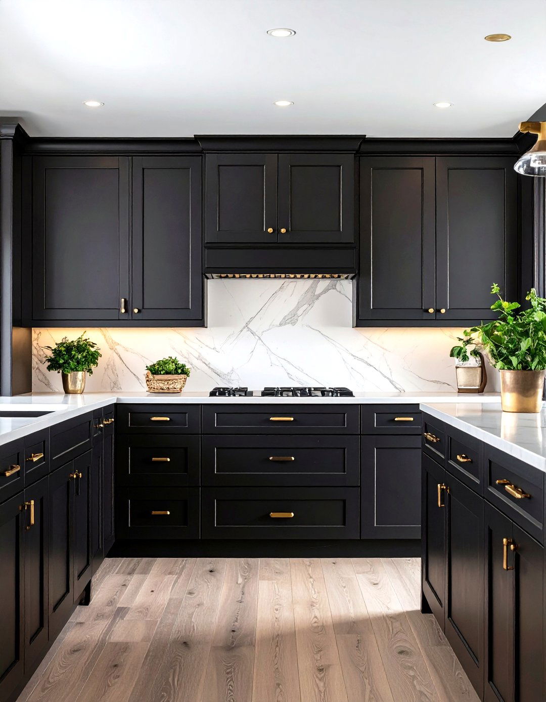 Refresh Classic Shaker Doors with Slimmed Down Detailing - 20 Dark Wood Kitchen Cabinets