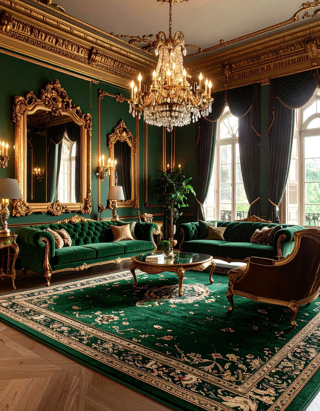 Regency Inspired Green Carpet Living Room - 20 Green Carpet Living Room Ideas