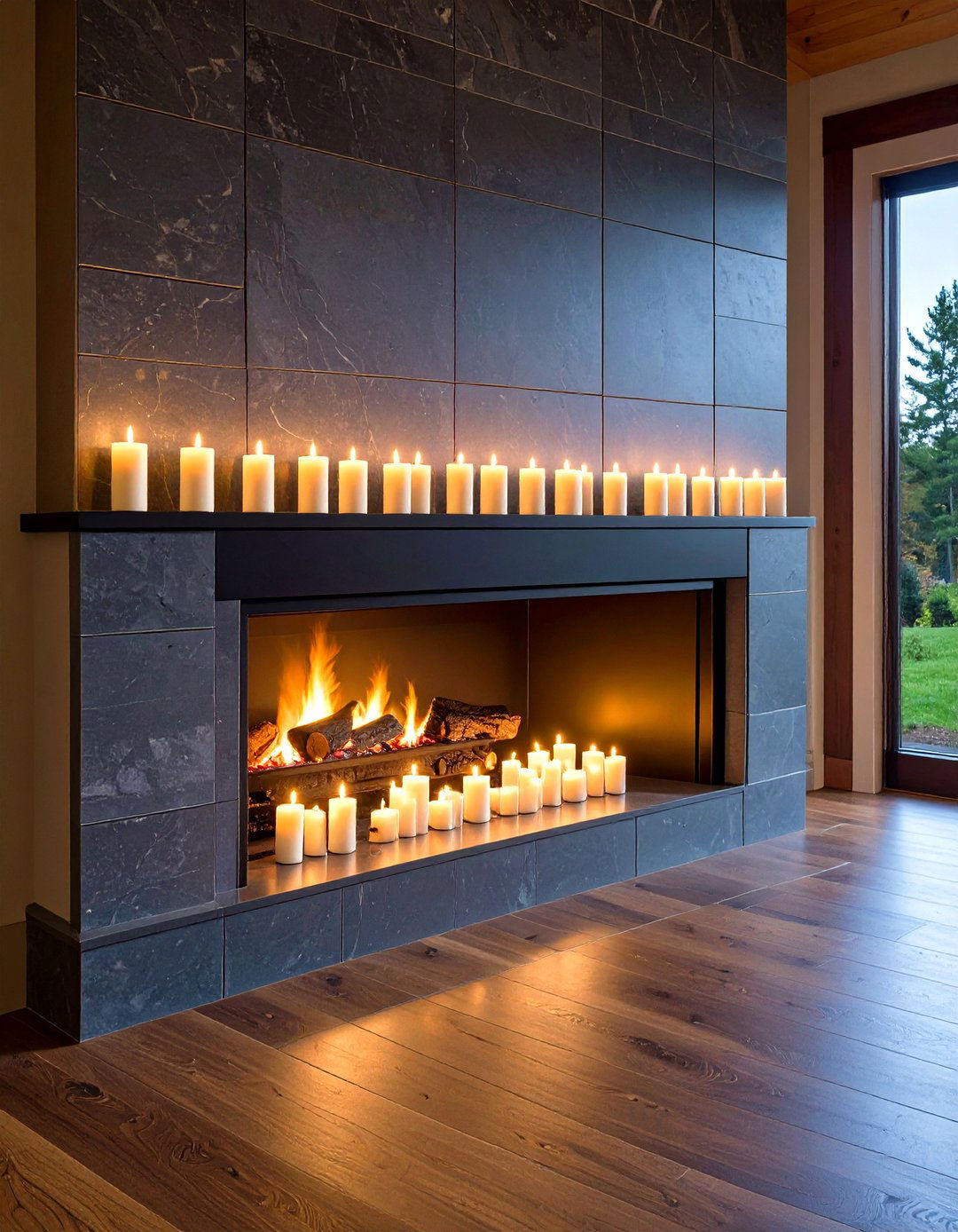 Remote Controlled Flameless Pillars for Safety - 20 Fireplace Mantel Lighting Ideas