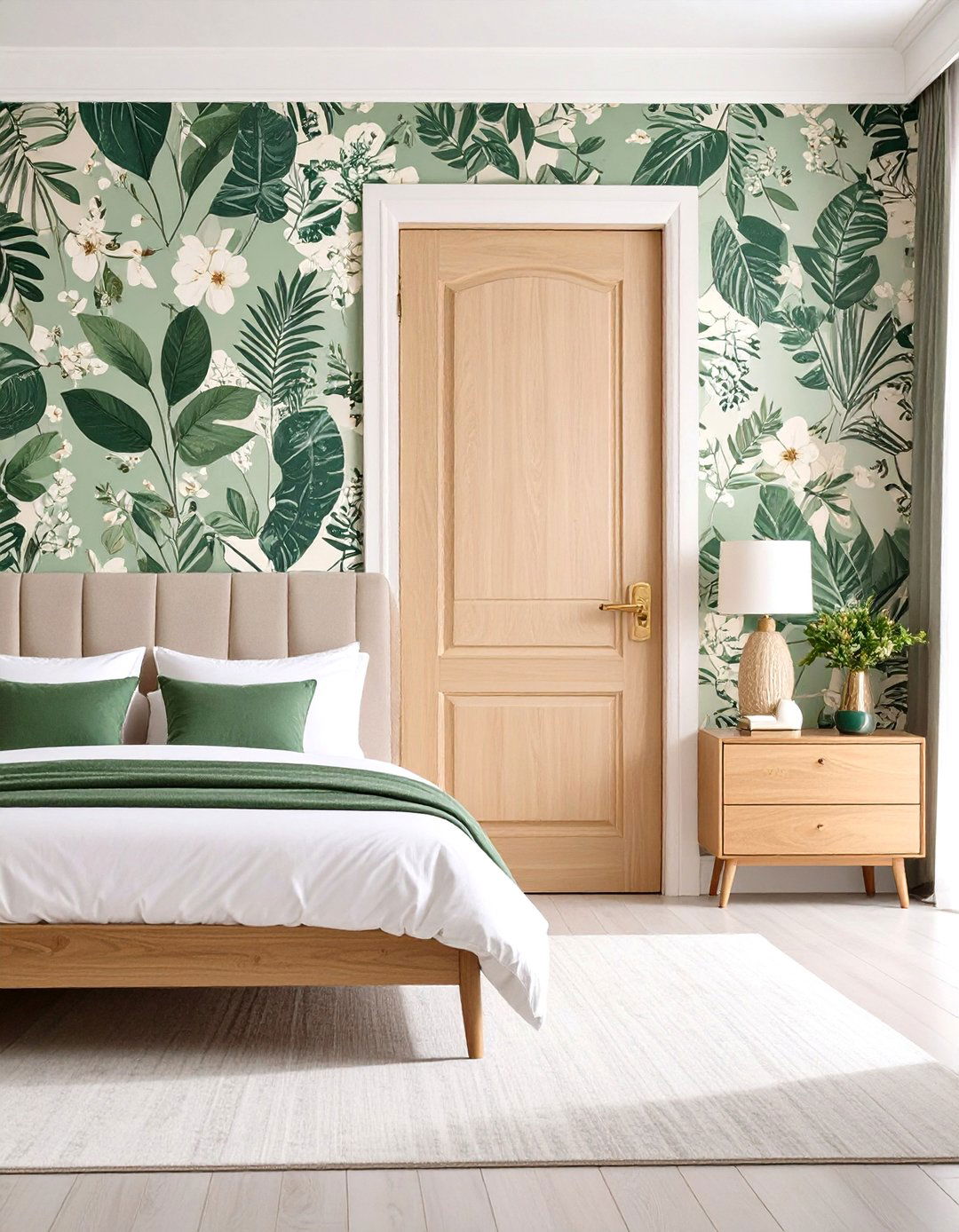 Removable Wallpaper Panels on a Bedroom Door - 20 Bedroom Door Decorating Ideas
