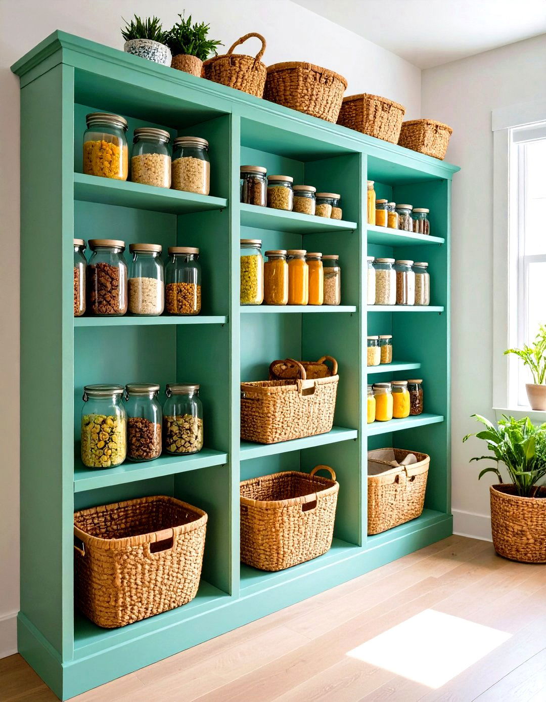 Repurpose a Bookshelf - 20 Small Pantry Ideas