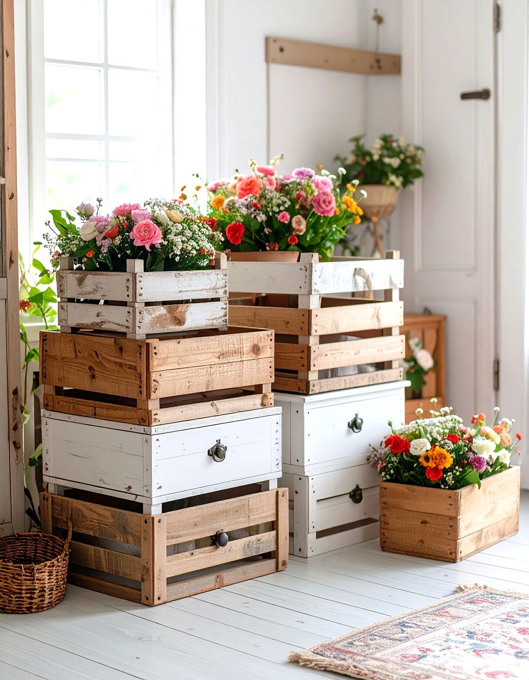 Repurposed Crates - 20 Shabby Chic Bedroom Ideas