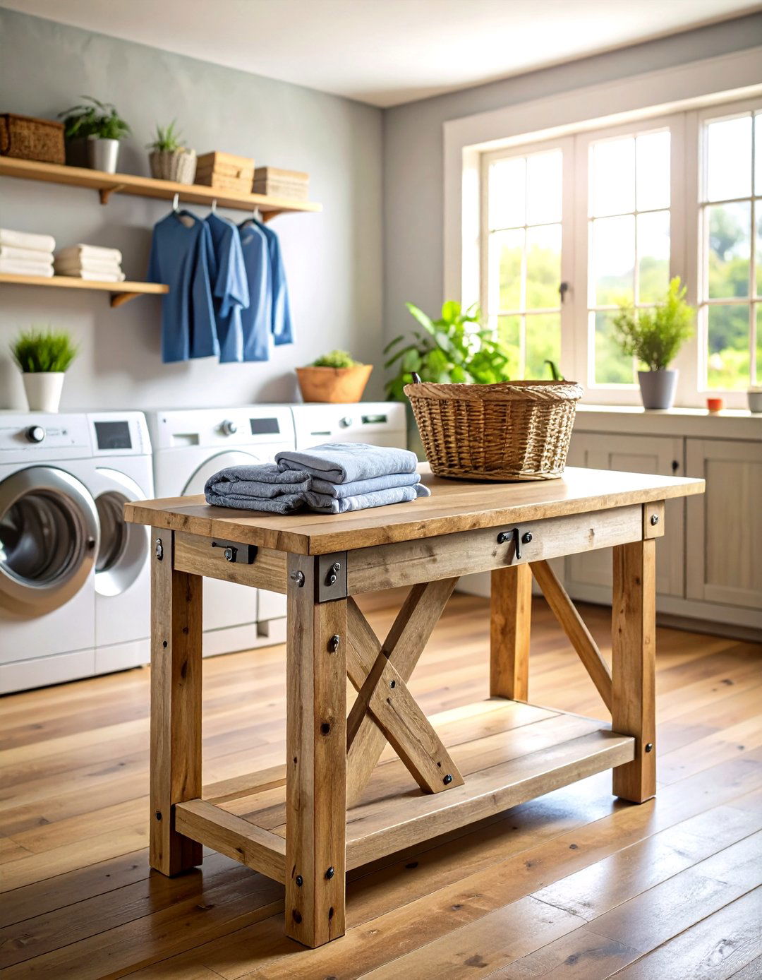 Repurposed Doors as Folding Stations - 20 Vintage Laundry Room Decor Ideas
