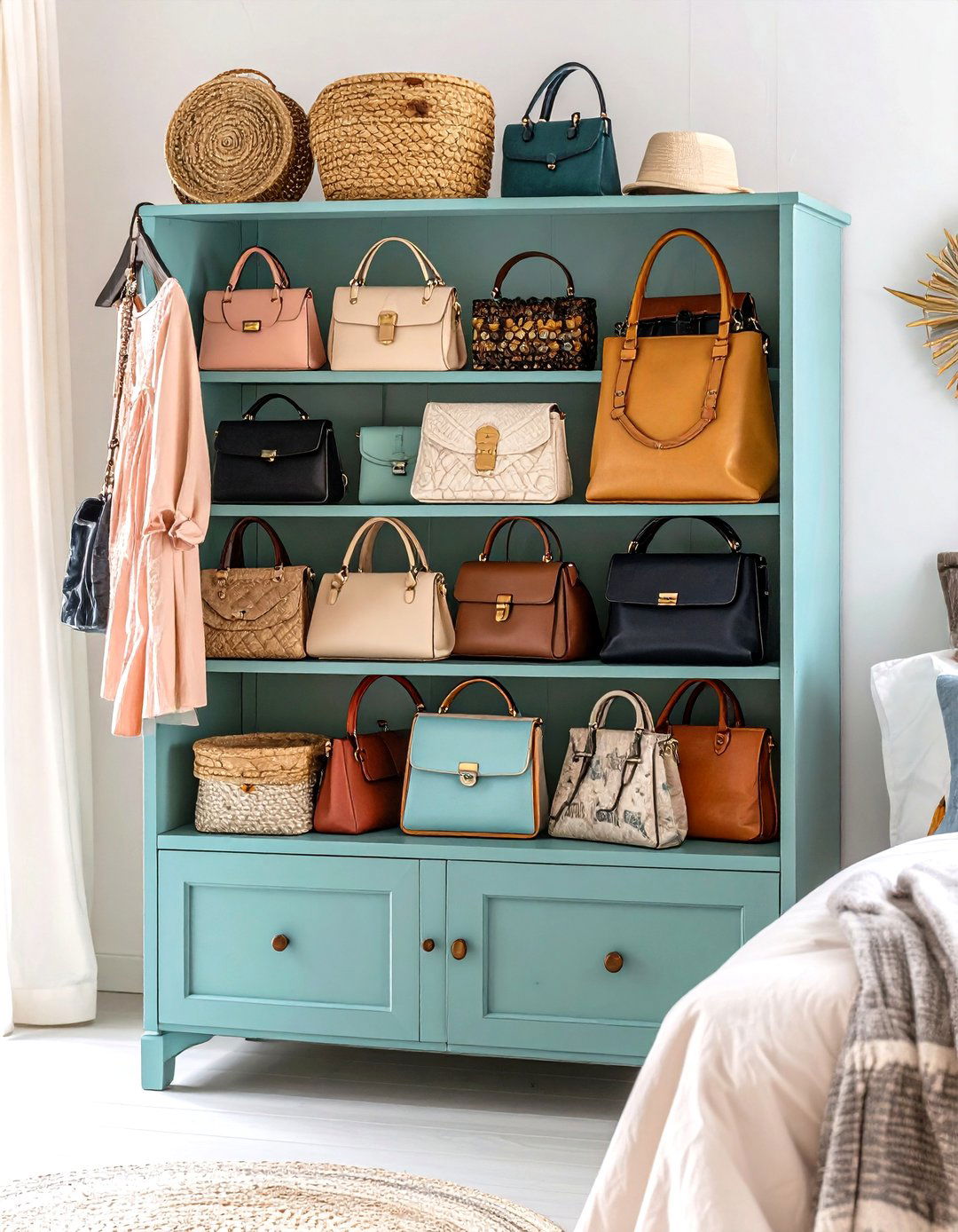 Repurposed Furniture Purse Storage Display - 20 Purse Storage Ideas