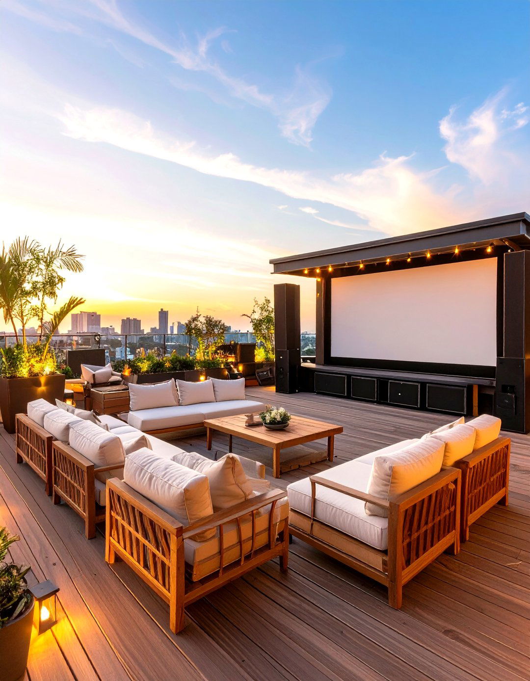 Residential Rooftop Outdoor Cinema Theater - 20 Residential Rooftop Design Ideas
