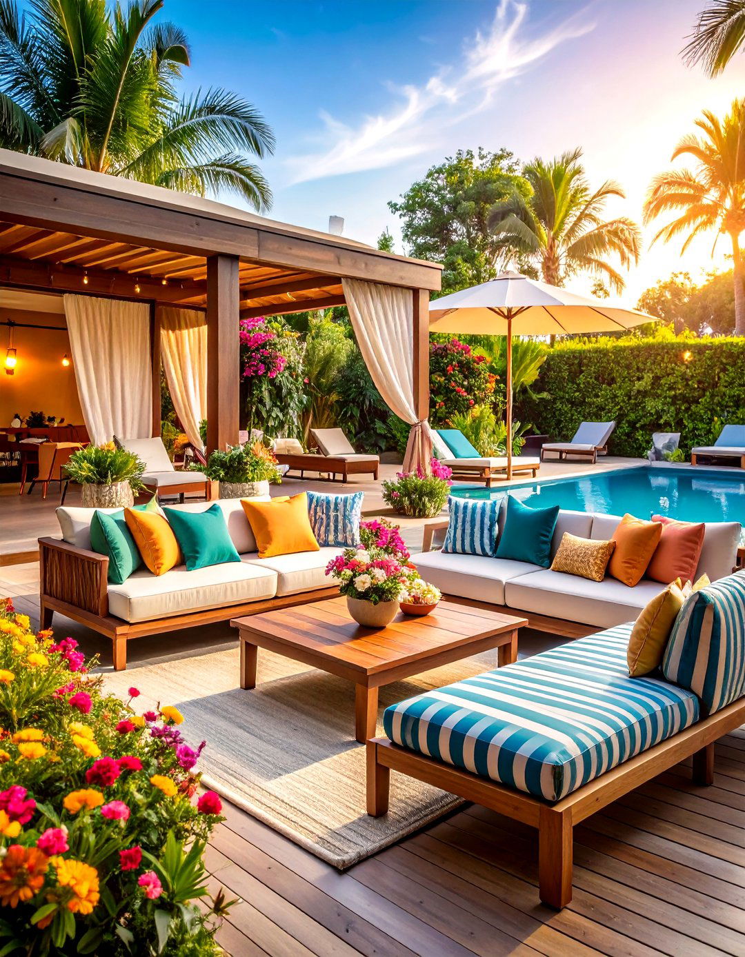 Resort Style Outdoor Seating with Vacation Vibes - 20 Outdoor Seating Ideas