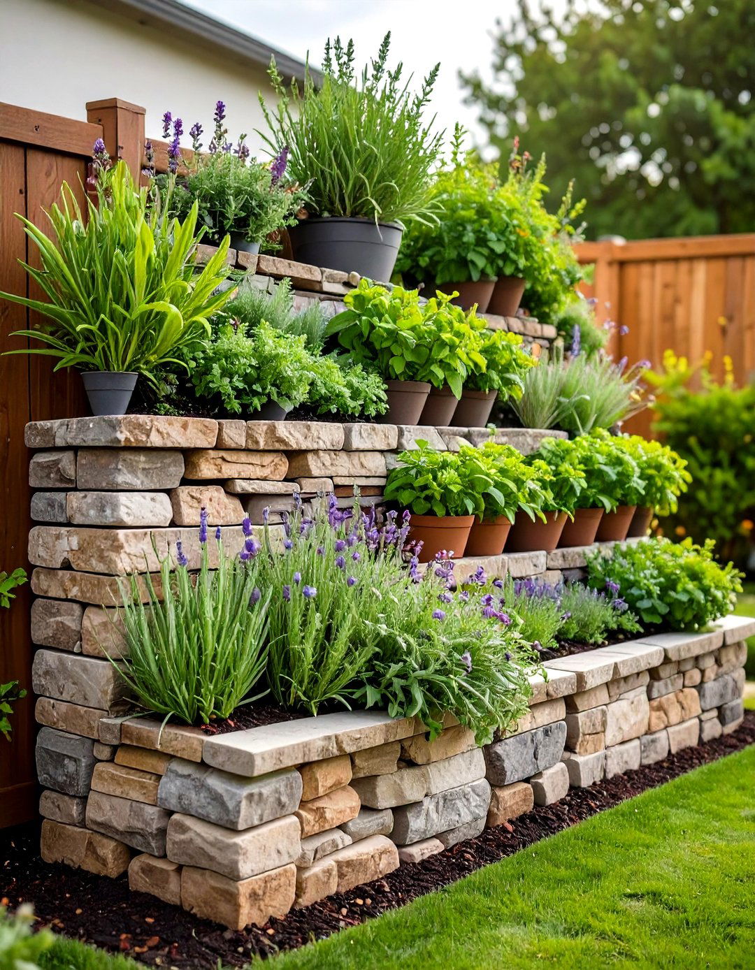 Retaining Wall Herb Garden - 20 Tiered Garden Ideas