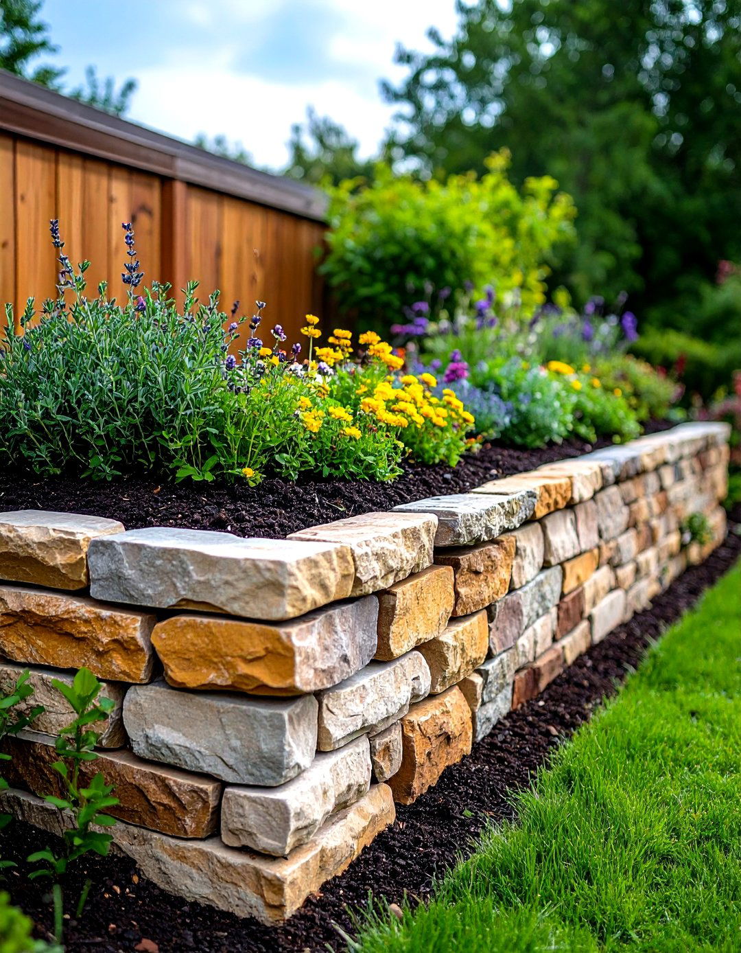 Retaining Wall Planter - 20 Stone Garden Ideas