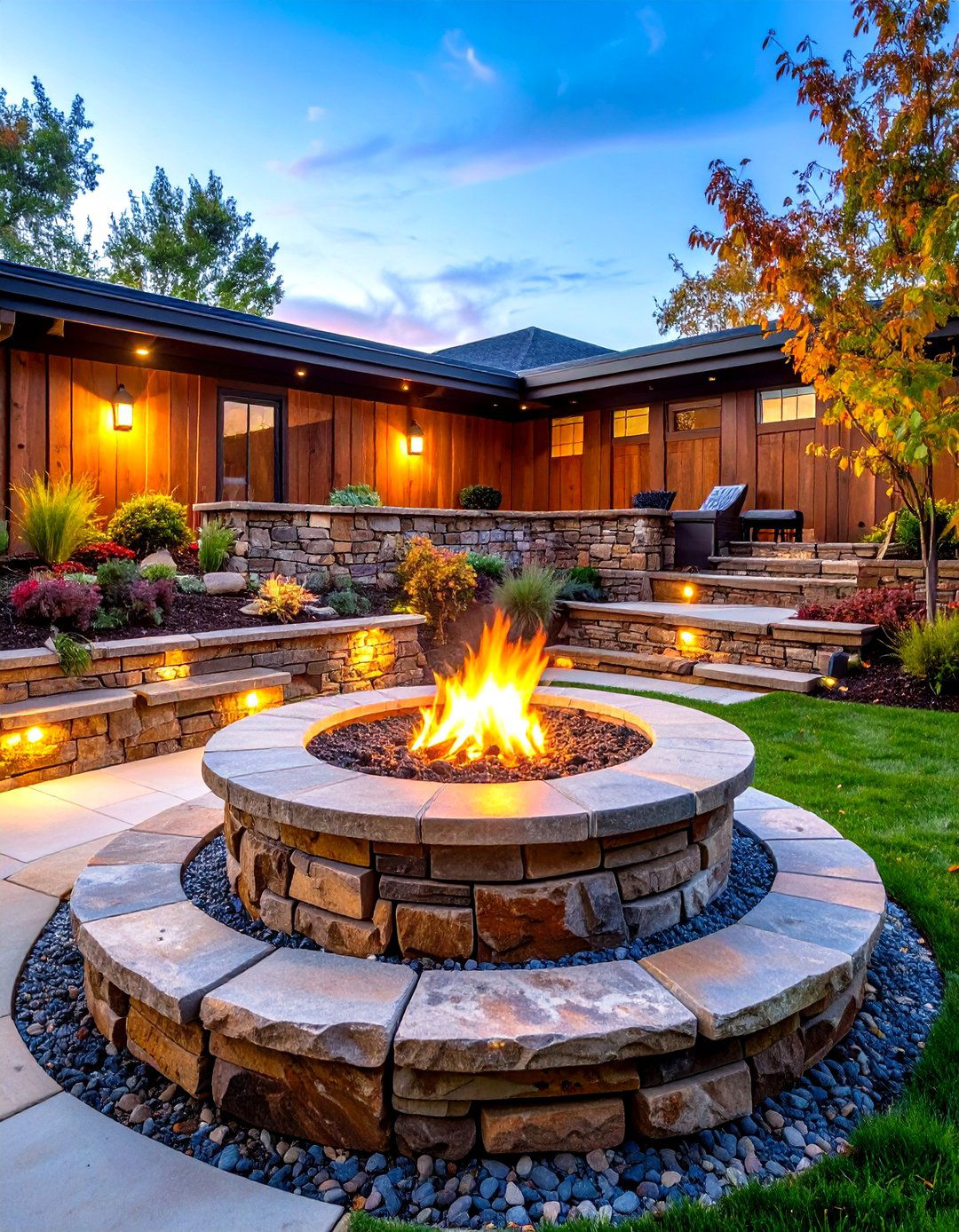 Retaining Wall Rock Fire Pit Integration - 20 Rock Fire Pit Ideas