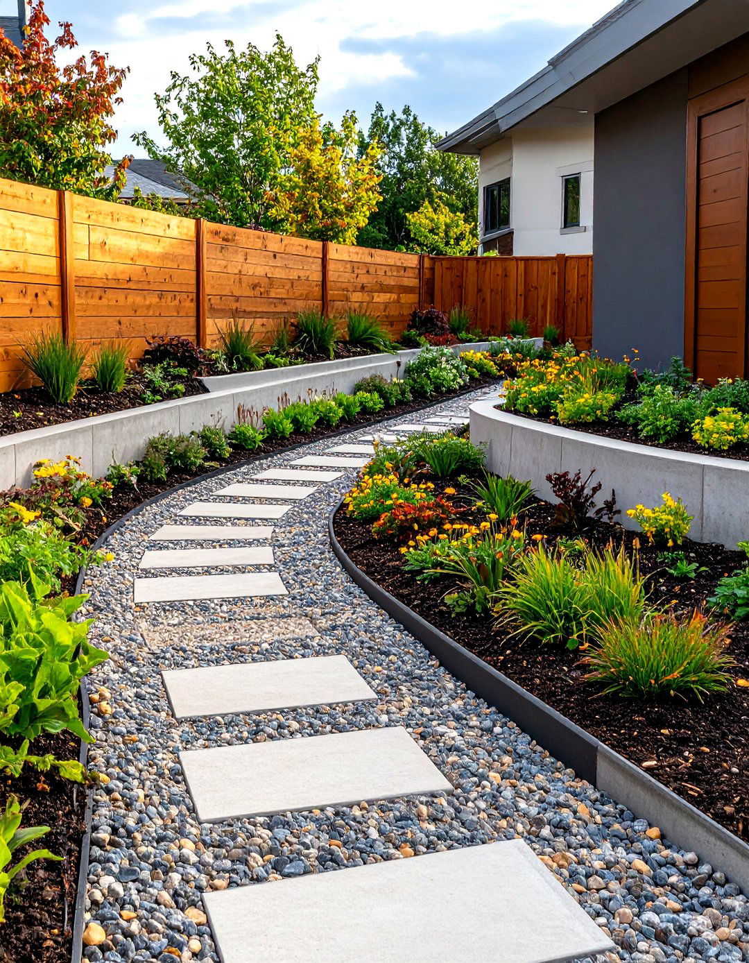 Retaining WallIntegrated Path - 20 Sloped Walkway Ideas