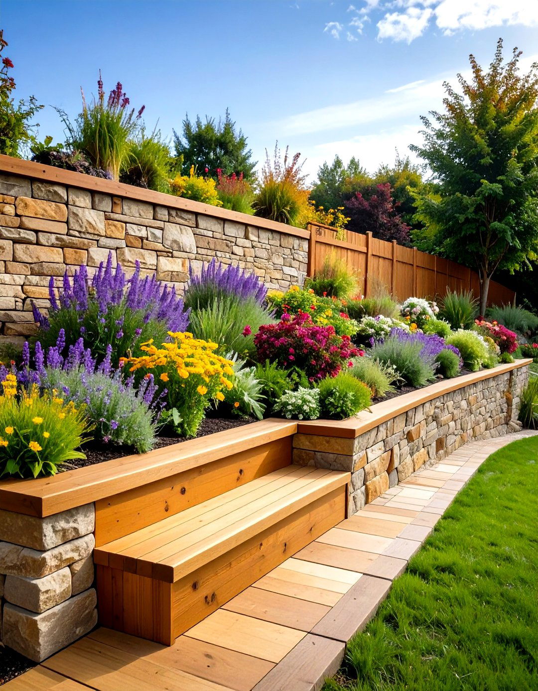 Retaining Walls on Slopes - 20 Small Front Yard Landscaping Ideas