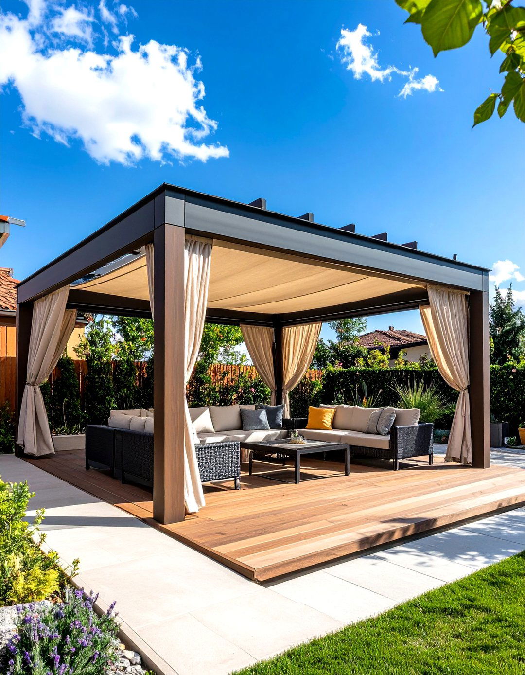 Retractable Canopy Pergola - 20 Small Patio Pergola Ideas